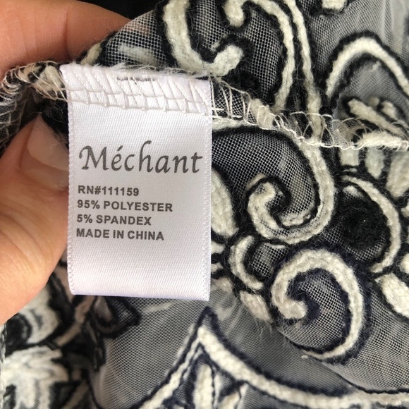 Crochet embroidered detailed Mesh Kimono Black and white Size M Swim Cover Up - Picture 6 of 9